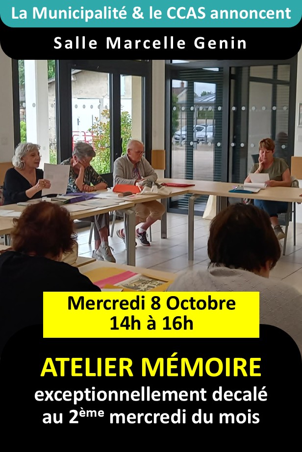 Atelier mémoire du 08/10/25 - 14h
