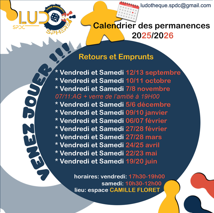 LudoSphère : Permanences 2025-2026